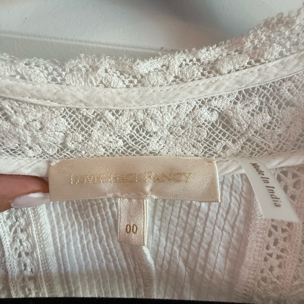 LoveShackFancy 100% cotton Weil Lace Inset Maxi Dress White 00 - Picture 6 of 9